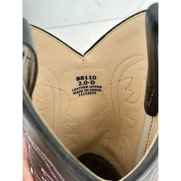 Cody James Kids Pull On Mid Calf Cowboy Western Black Leather Boots Sz 21 - Picture 8 of 13